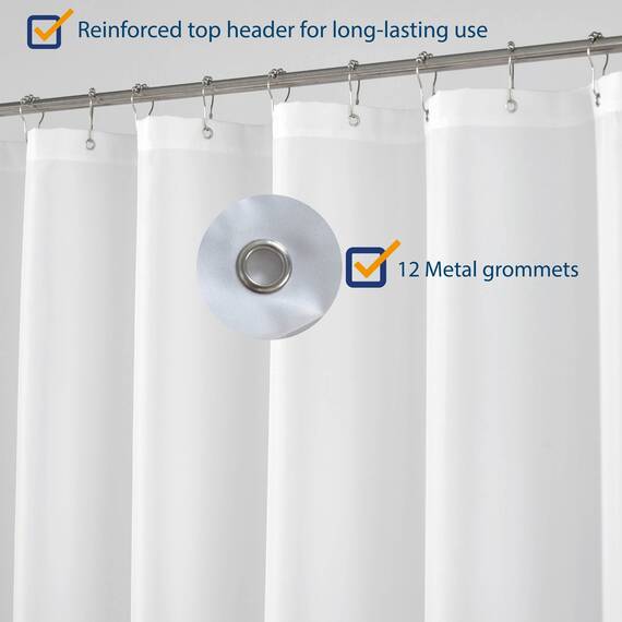 N&Y HOME Duschvorhang, extra lang, 182,9 x 243,8 cm, Hotelqualität, waschbar, wasserabweisend, weiße Spa-Badezimmervorhänge mit Ösen, 183 x 244 cm
