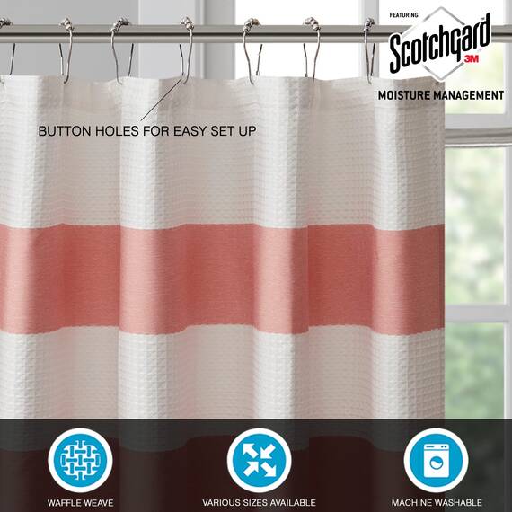 Madison Park Duschvorhang, Waffelgewebe, Stoff-Duschvorhang mit 3M-Scotchgard-Feuchtigkeitsmanagement, hochwertige Spa-Qualität, Moderne Duschvorhänge für Badezimmer, Standard 182,9 x 182,9 cm,