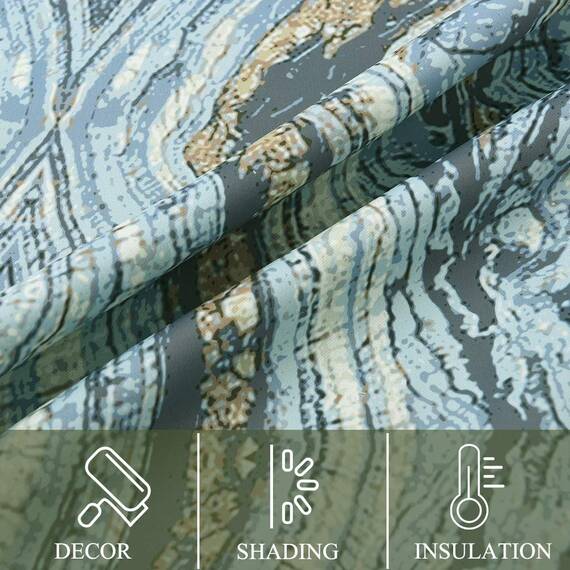KGORGE Verdunkelungsvorhänge für Schlafzimmer mit Baumstreifen-Muster für Heimdekoration, wärmeisolierte Druck-Ösenvorhang, 132,1 x 213,4 cm Länge, blau, 2 Stück