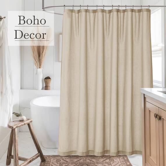KGORGE Leinen-Duschvorhang, halbtransparent, Blattform, leicht, Knopfloch, halbe Privatsphäre, schnell trocknend, Duschvorhänge für Badezimmer, Badewanne, Dekoration, Rot, 183 x 213 cm lang, Haken im