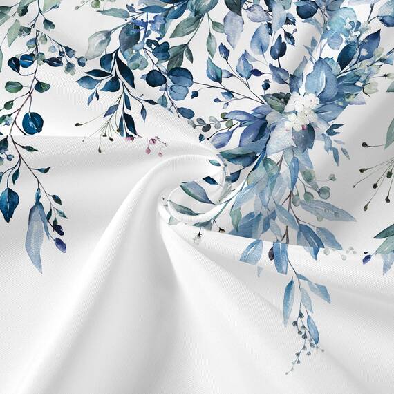 Gibelle Langes 3-in-1-Duschvorhang-Set, Aquarell-Eukalyptus-Badevorhang und PEVA-Auskleidung, Set mit 12 Metallhaken, moderner wasserdichter Stoff-Badezimmervorhang, 183 x 190 cm, Blau