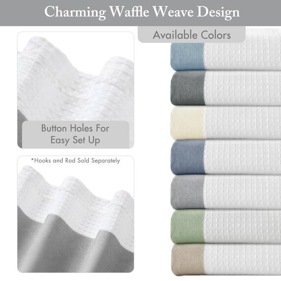 Madison Park Spa-Waffel-Duschvorhang, Stoff mit 3 m Scotchgard, Feuchtigkeitsmanagement, Moderne Heimdekoration, Höhe 182,9 x 213,4 cm, Grau