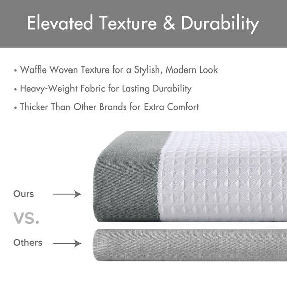 Madison Park Spa Duschvorhang Waffelmuster Streifen Badezimmer mit Feuchtigkeitsmanagement Scotchgard 3M Spa-Qualität Modern Standard 182,9 x 182,9 cm Anthrazit