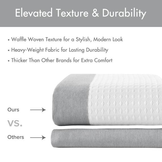 Madison Park Duschvorhang, Waffelgewebe, gestreift, Stoff-Duschvorhänge für Badezimmer, mit 3M-Scotchgard-Feuchtigkeitsmanagement, Premium-Spa-Qualität, moderner Standard, 183 x 183 cm, Grau