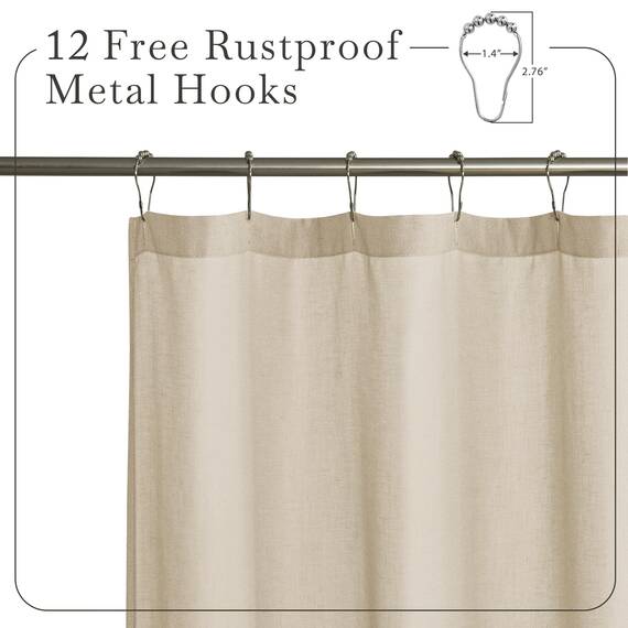 KGORGE Leinen-Duschvorhang, halbtransparent, Blattform, leicht, Knopfloch, halbe Privatsphäre, schnell trocknend, Duschvorhänge für Badezimmer, Badewanne, Dekoration, Rot, 183 x 213 cm lang, Haken im