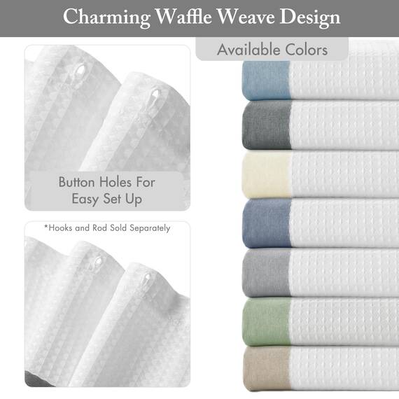 Madison Park Spa Duschvorhang Waffelmuster Streifen Badezimmer mit Feuchtigkeitsmanagement Scotchgard 3M Spa-Qualität Modern Standard 182,9 x 182,9 cm Anthrazit