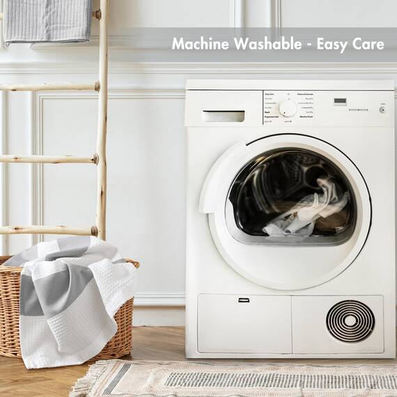 Madison Park Duschvorhang, Waffelgewebe, gestreift, Stoff, Duschvorhang mit 3M-Scotchgard-Feuchtigkeitsmanagement, Premium-Spa-Qualität, Moderne Duschvorhänge für Badezimmer, 137,2 x 198,1 cm, Grau