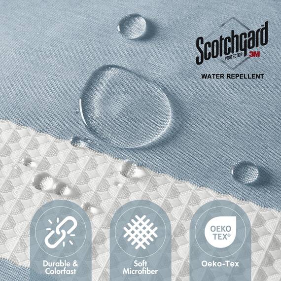 Madison Park Duschvorhang, Waffelgewebe, Stoff-Duschvorhang mit 3M Scotchgard-Feuchtigkeitsmanagement, Premium-Spa-Qualität, Moderne Duschvorhänge für Badezimmer, hoch 183,9 x 213,4 cm, Blau