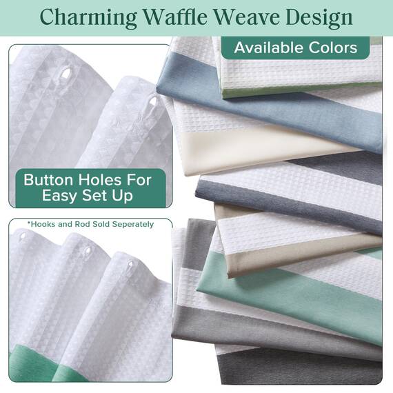 Madison Park Duschvorhang, Waffelgewebe, Stoff-Duschvorhang mit 3M Scotchgard-Feuchtigkeitsmanagement, Premium-Spa-Qualität, Moderne Duschvorhänge für Badezimmer, Stall, 137,2 x 198,1 cm, Aqua