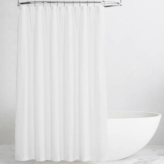KGORGE Weißer Leinen-Duschvorhang, halbtransparent, leicht, Knopfloch, halbsichtbar, schnell trocknend, Duschvorhänge für Badezimmer, Badewanne, Dekoration, Weiß, 183 x 213 cm lang, Haken im