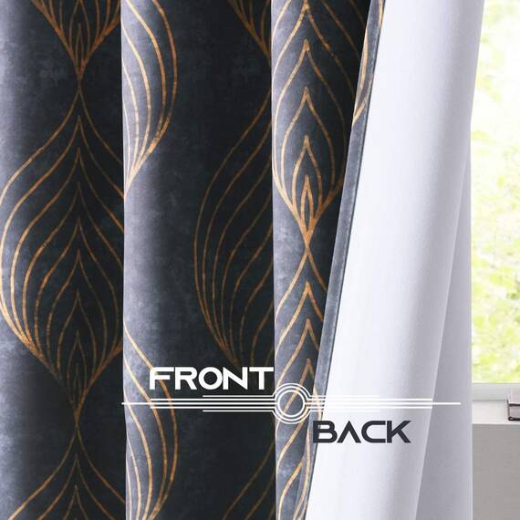 KGORGE Dunkle bedruckte dekorative Kunstvorhänge für Wohnzimmer, verdunkelnde Fenstervorhänge für Schlafzimmer, Geschenk, geometrische Goldlinien, Mitte des Jahrhunderts, Breite 132 x Länge 213,4 cm