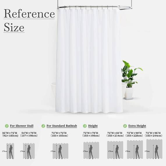 KGORGE Weißer Leinen-Duschvorhang, halbtransparent, leicht, Knopfloch, halbsichtbar, schnell trocknend, Duschvorhänge für Badezimmer, Badewanne, Dekoration, Weiß, 183 x 229 cm lang, Haken im
