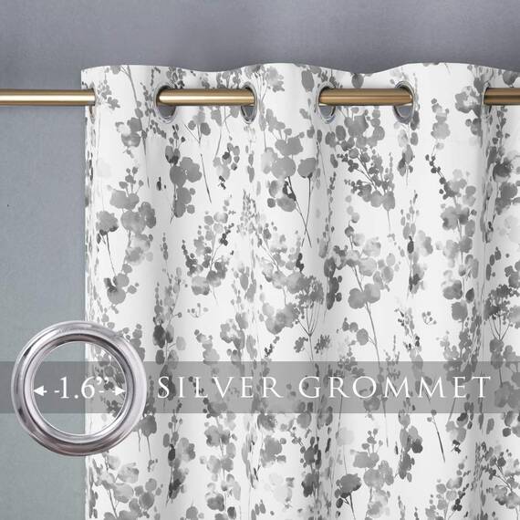 KGORGE Bedruckte Verdunkelungsvorhänge, Wasserfarben mit Punkten Modern W52 x L84 Dot | Dove Grey