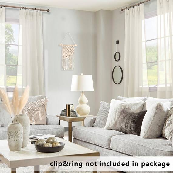 KOUFALL Vorhänge für Wohnzimmer, durchscheinend, Leinenoptik, halblichtfilternde Vorhänge für Schlafzimmer, 213 cm lang, 2 Paneele, cremefarben/Beige