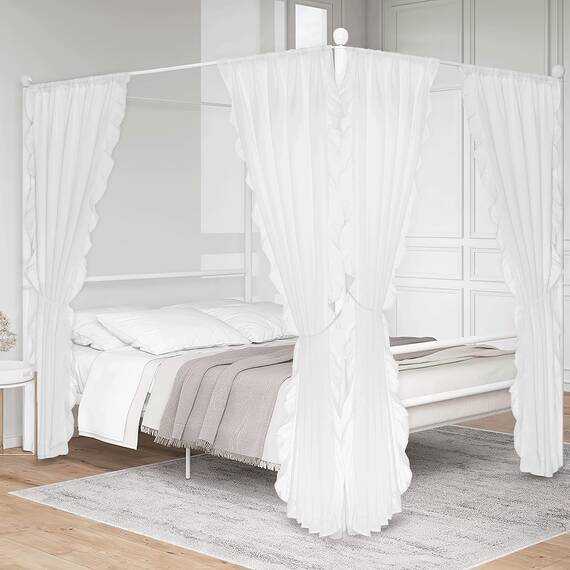 KGORGE Farmhouse Leinenvorhänge, durchscheinend, mit Rüschen, lichtfilternd, Fensterbehandlung, Privatsphäre, Boho-Dekoration für Betthimmel, Kinderzimmer, Breite 132 x Länge 241 cm, 2 Vorhänge