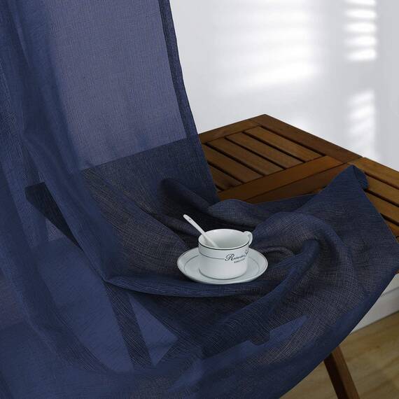KOUFALL Marineblaue Vorhänge, 213 cm Länge, für Wohnzimmer, 2 Paneele, durchscheinende Stangentaschen, Kunstleinen, maskulin, nautische Vorhänge für Jungen-Schlafzimmer, 132 x 213 cm lang, Indigo