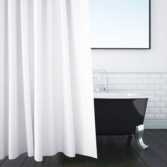 ANSIO 2er-Pack Duschvorhang - 180 x 200 cm (71 x 71 Zoll) - Massiv Weiß, Badewanne Vorhang, Antischimmel & Waschbar Shower Curtain mit 12 Duschvorhängeringen | 100% Polyester