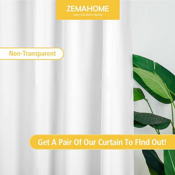 ZEMAHOME Weißer Kunststoff-Duschvorhang, 183 x 183 cm, dünn, leicht, Kunststoff, Badezimmer, Dusche, Showroom, Innenvorhang mit rostfreien Metallösen und beschwerten Magneten