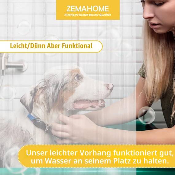 ZEMAHOME Schmaler langer transparenter Kunststoff-Duschvorhang, 91 x 200 cm, dünn, leicht, transparent, Kunststoff, Bad, Dusche, Showroom, Innenvorhang mit rostfreien Metallösen, beschwerten Magneten