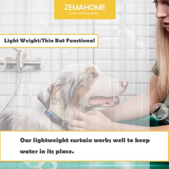 ZEMAHOME Extra großer PEVA-Kunststoff-Duschvorhang, hochwertig, leicht, 208 x 188 cm, transparent, für Badezimmer, Dusche, Ausstellungsraum, mit rostfreien Metallösen und beschwertem Magnet