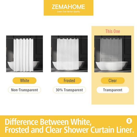ZEMAHOME Extra großer PEVA-Kunststoff-Duschvorhang, hochwertig, leicht, 208 x 188 cm, transparent, für Badezimmer, Dusche, Ausstellungsraum, mit rostfreien Metallösen und beschwertem Magnet