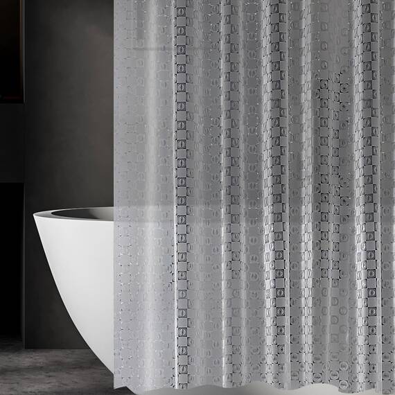 ZEMAHOME Duschvorhang, EVA, 3D-Optik, geometrischer Kunststoff, hochwertig, leicht, 182,9 x 182,9 cm, grau, für Badezimmer, Dusche, Ausstellungsraum, mit rostfreien Metallösen und beschwertem Magnet