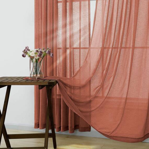 KOUFALL Vorhänge für Wohnzimmer, halbtransparent, Boho-Stil, Schlafzimmerdekoration, 132 x 248 cm lang, rostige Ziegel, Terrakotta
