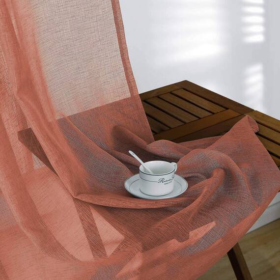 KOUFALL Vorhänge für Wohnzimmer, halbtransparent, Boho-Stil, Schlafzimmerdekoration, 132 x 248 cm lang, rostige Ziegel, Terrakotta