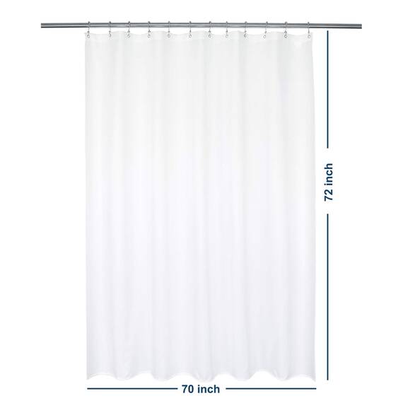 Barossa Design Waterproof Fabric Shower Curtain Liner 70" W x 72" H - Hotel Quality, Machine Washable, White Shower Liner for Bath Tub, 70x72 Inches