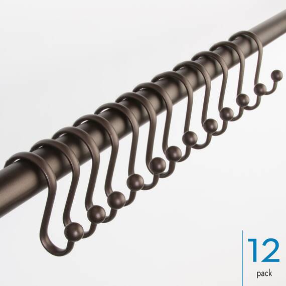 iDesign Duschvorhanghaken aus Metall, The Axis Collection, 12 Stück, Bronze