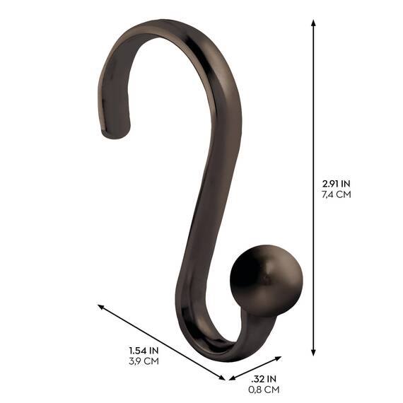 iDesign Duschvorhanghaken aus Metall, The Axis Collection, 12 Stück, Bronze
