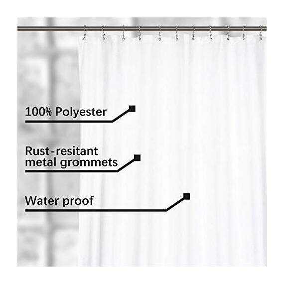 N&Y Home Duschvorhang mit Krallenfuß, wasserdicht, 457,2 x 177,8 cm, 36 Haken inklusive, atmungsaktiver Stoff, maschinenwaschbar, weiß, 180 x 70 cm