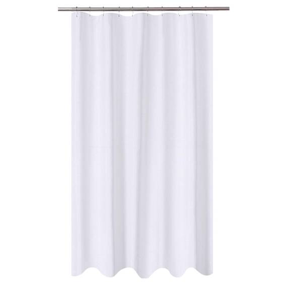 N&Y Home Extra Langer Duschvorhang, Stoff, 137,2 x 213,4 cm, Hotelqualität, waschbar, wasserabweisend, weiße Badezimmervorhänge mit Ösen, 137,2 x 213,4 cm