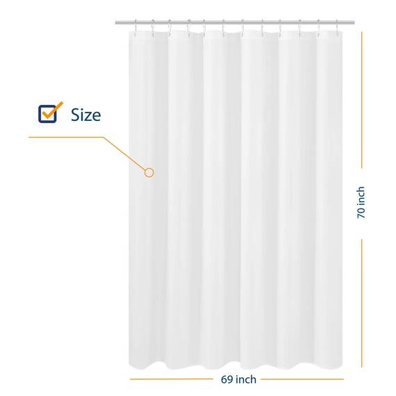 N&Y Home Duschvorhang aus Stoff, 175,3 x 177,8 cm, Hotelqualität, waschbar, wasserabweisend, Weiß, Spa-Badezimmervorhänge mit Ösen, 175,3 x 178,8 cm