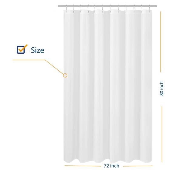 N&Y Home Extra Langer Duschvorhang, 183 x 203 cm, Hotelqualität, waschbar, weiße Spa-Badezimmervorhänge mit Ösen, 183 x 203 cm