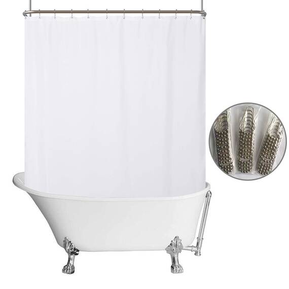 N&Y Home Duschvorhang mit Krallenfuß, wasserdicht, 457,2 x 177,8 cm, 36 Haken inklusive, atmungsaktiver Stoff, maschinenwaschbar, weiß, 180 x 70 cm