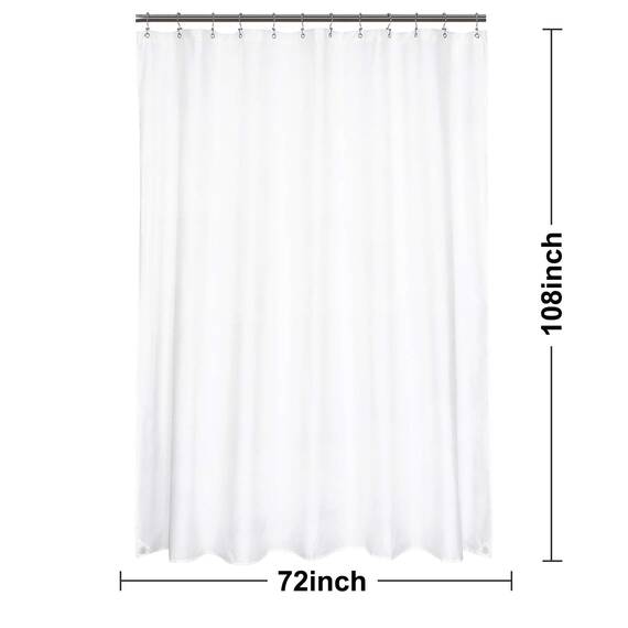 N&Y Home Extra Langer Duschvorhang oder Einsatz 183 cm B x 274,3 cm H – Hotelqualität, waschbarer Stoff, weiße Badezimmer-Vorhänge mit Ösen, 183 x 274 cm