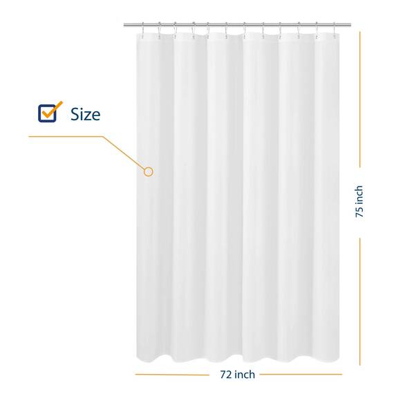 N&Y Home Längerer Duschvorhang-Stoff, 182,9 x 190,5 cm, Hotelqualität, waschbar, weiße Spa-Badezimmer-Vorhänge mit Ösen, 183 x 190,5 cm