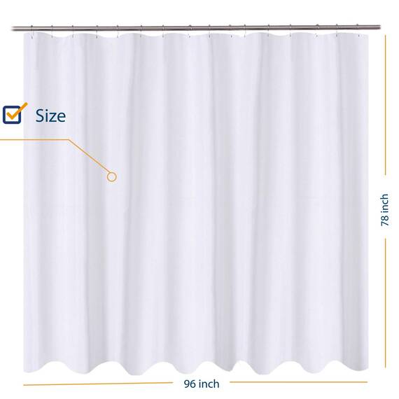 N&Y Home Duschvorhang aus Stoff, 243,8 x 198,1 cm, XL-Größe, Hotelqualität, waschbar, wasserabweisend, weiße Badezimmer-Vorhänge mit Ösen, 96 x 78 cm