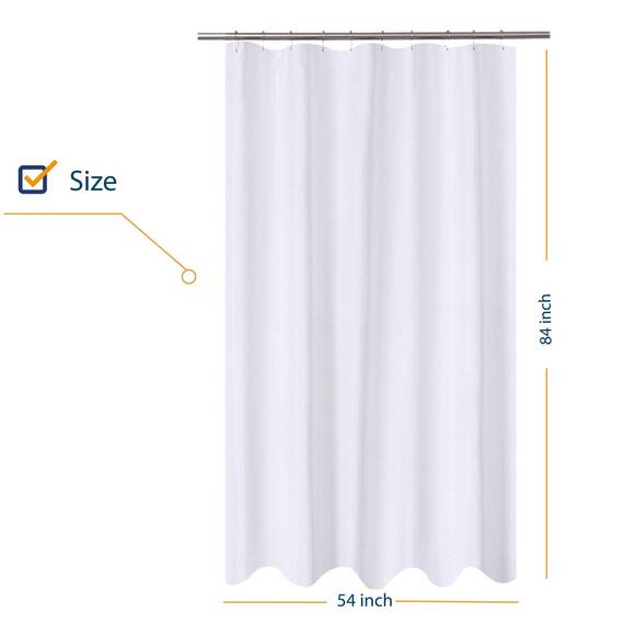 N&Y Home Extra Langer Duschvorhang, Stoff, 137,2 x 213,4 cm, Hotelqualität, waschbar, wasserabweisend, weiße Badezimmervorhänge mit Ösen, 137,2 x 213,4 cm