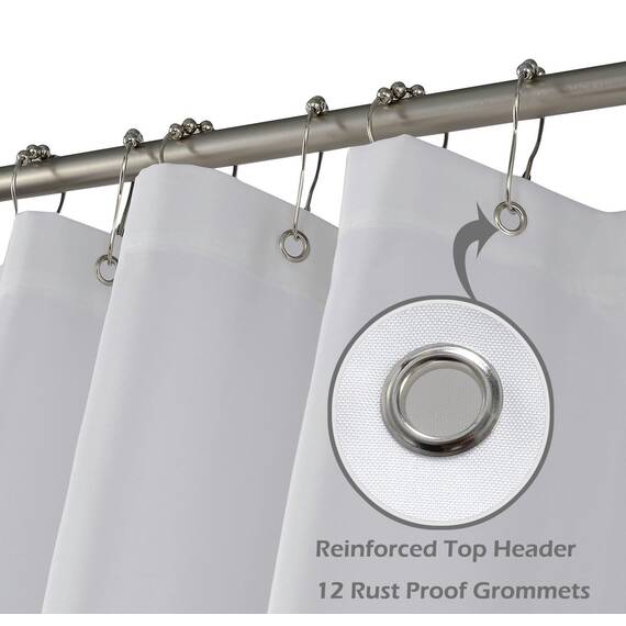 N&Y Home Extra Langer Duschvorhang oder Einsatz 183 cm B x 274,3 cm H – Hotelqualität, waschbarer Stoff, weiße Badezimmer-Vorhänge mit Ösen, 183 x 274 cm
