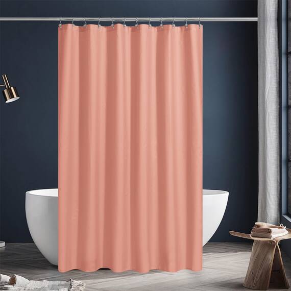N&Y Home Stoff-Duschvorhang oder -Einlage mit Magneten – Hotelqualität, maschinenwaschbar, wasserabweisend, Koralle, 183 x 183 cm