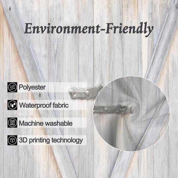 Riyidecor Rustikaler kleiner Stall Scheunentor Duschvorhang 39 B x 72 H Bauernhaus Holz Vintage Holzplanke Land alte Garage Scheune Holz Wohnmobil Dekor Stoff Polyester wasserdicht 7 Stück