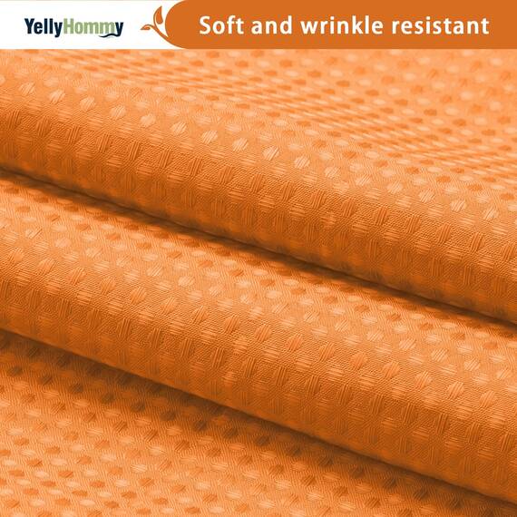 YellyHommy Duschvorhang ohne Haken, Waffelmuster, für Badezimmer, 190,5 x 182,9 cm, Orange, DK-11