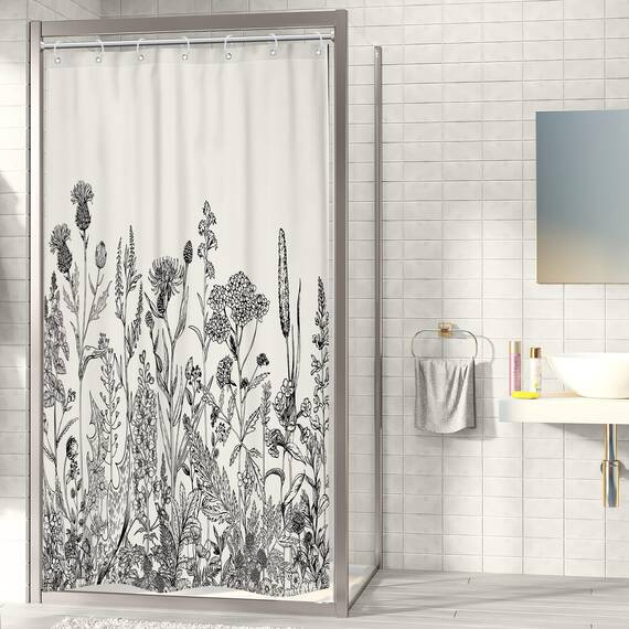 Riyidecor Duschvorhänge aus wasserdichtem Polyester, 91 x 183 cm, mit Haken aus Kunststoff, 7 Stück