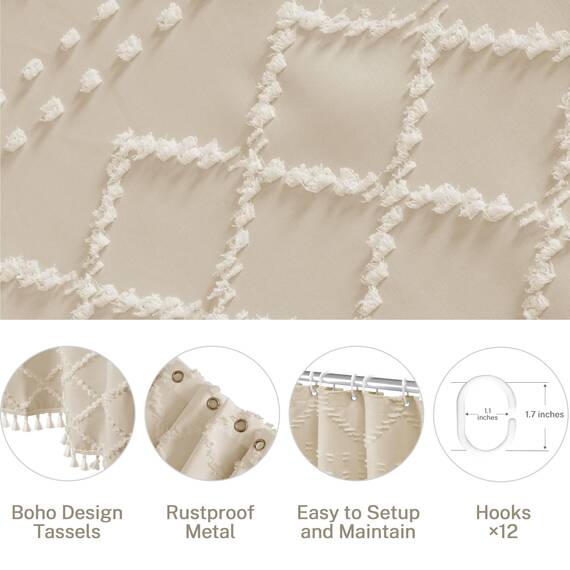 Siiluminisoy Duschvorhang im Boho-Stil, getuftet, extra lang, Chevron, strukturiert, gestreift, modern, Bauernhaus, minimalistischer Stoff, Duschvorhang für Badezimmer, 243,8 x 182,8 cm (96 x 72 Zoll)