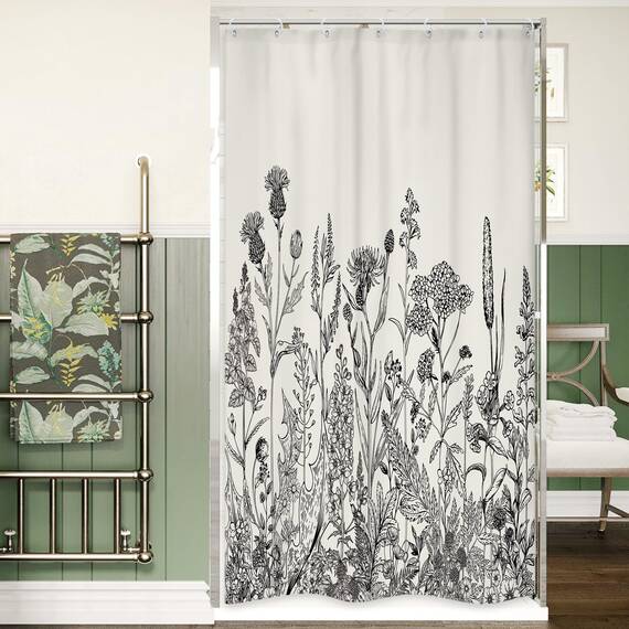 Riyidecor Duschvorhänge aus wasserdichtem Polyester, 91 x 183 cm, mit Haken aus Kunststoff, 7 Stück