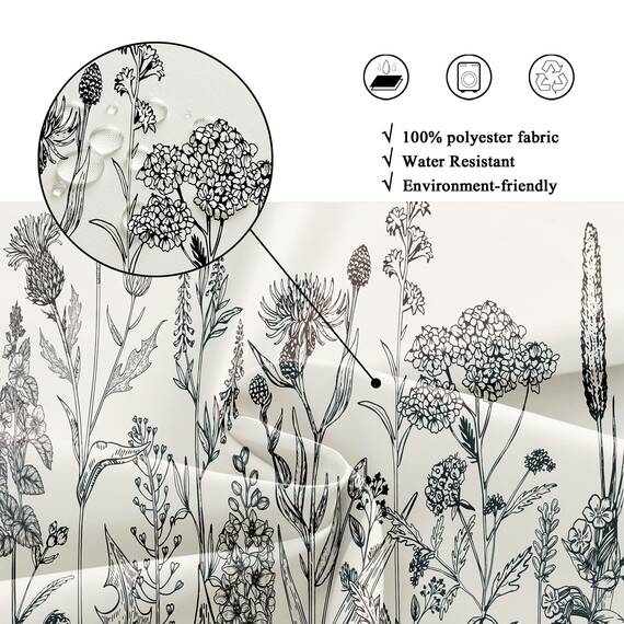Riyidecor Duschvorhänge aus wasserdichtem Polyester, 91 x 183 cm, mit Haken aus Kunststoff, 7 Stück
