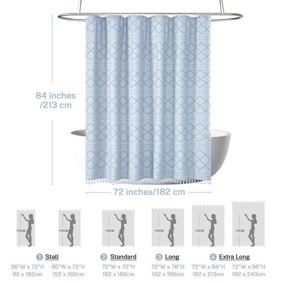 Siiluminisoy Duschvorhang im Boho-Stil, getuftet, extra lang, Chevron, strukturiert, gestreift, modern, Bauernhaus, minimalistischer Stoff, Duschvorhang für Badezimmer, 182,8 x 213,6 cm (72 x 84 Zoll