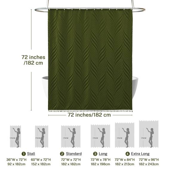 Siiluminisoy Olivgrüner Boho-Duschvorhang aus gewebtem Stoff, niedlicher Duschvorhang, 183 x 183 cm, getuftete Blätter, strukturiert, gestreift, moderner Landhausstil, minimalistischer